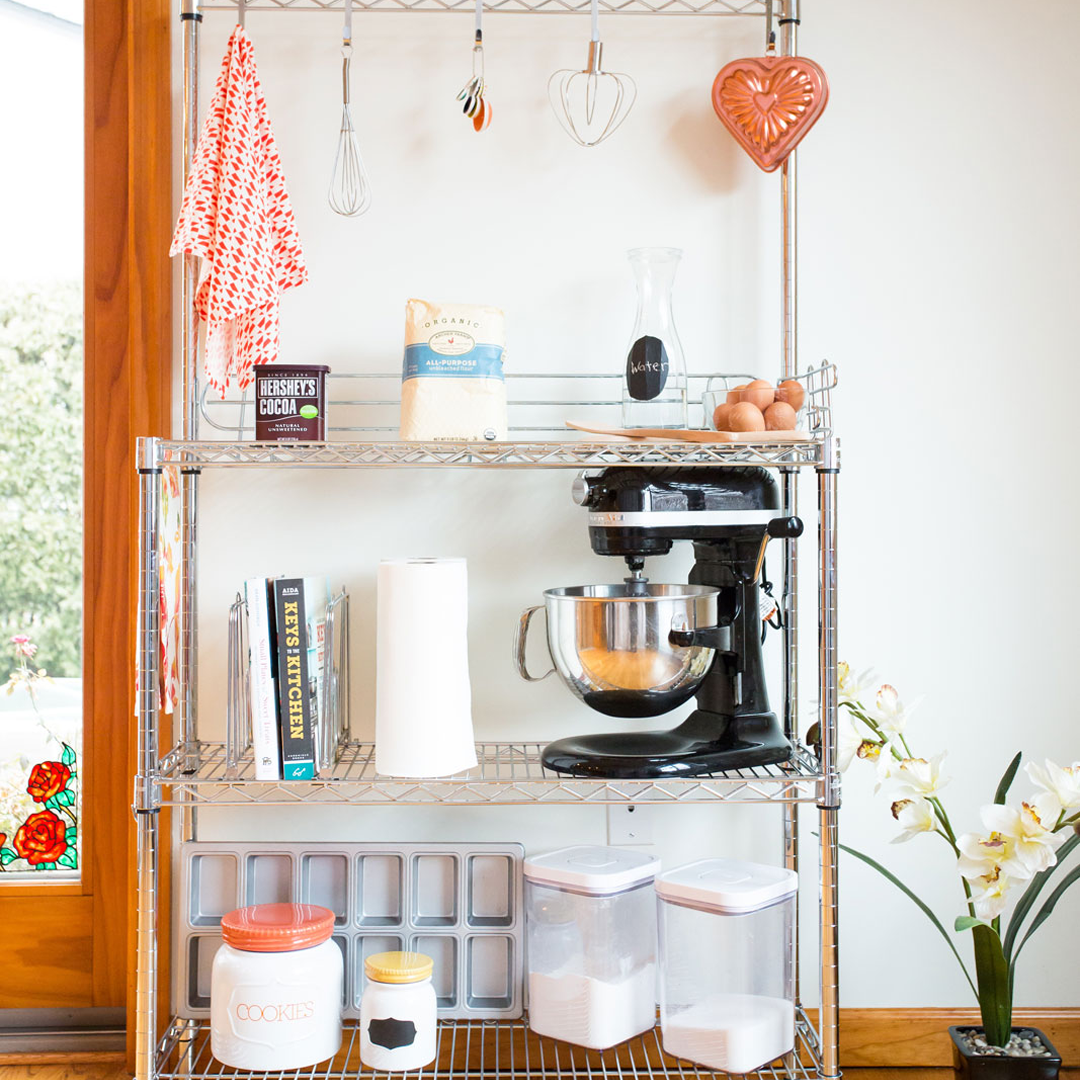 declutter your home kitchen with a stylish bakers rack