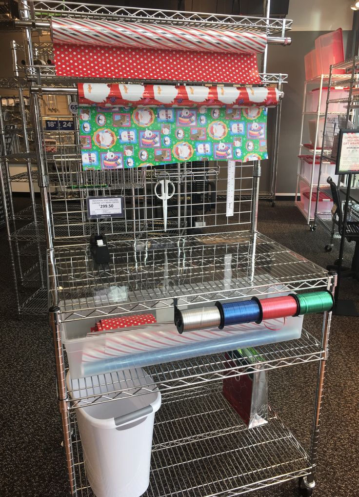 chrome wire mobile gift wrapping station