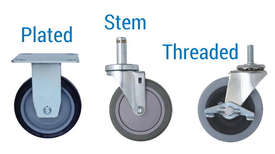 examples of plated stem and threaded casters