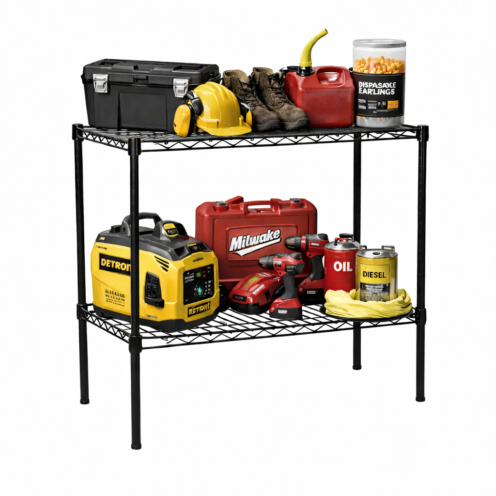 24" Deep x 36" Wide 2 Tier Black Wire Starter Unit