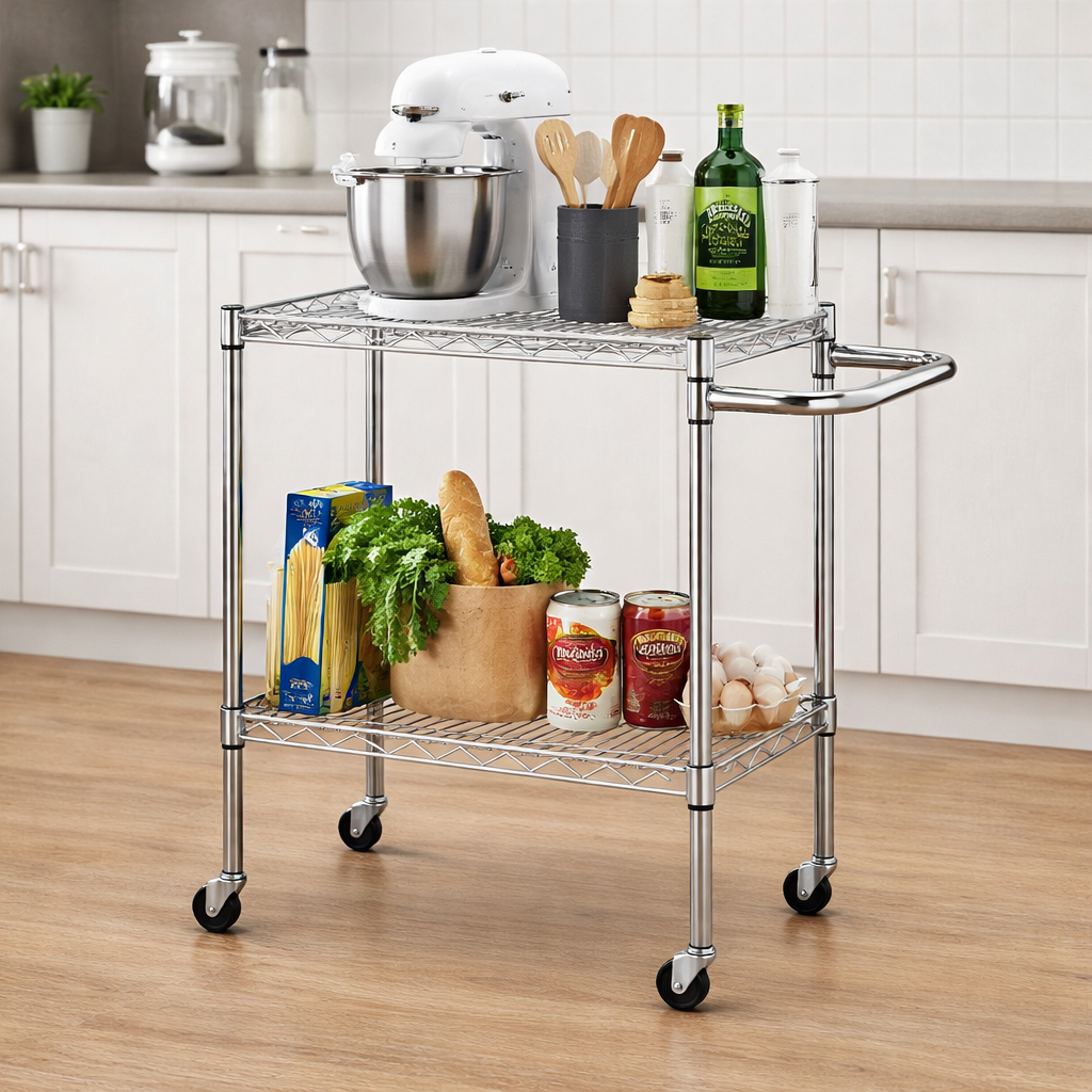 Chrome 2-Tier Kitchen Cart
