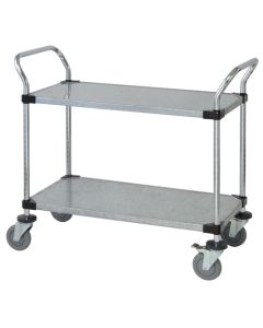 21" Deep x 54" Wide x 39" High Solid Galvanized 2 Solid Shelves Utility Cart