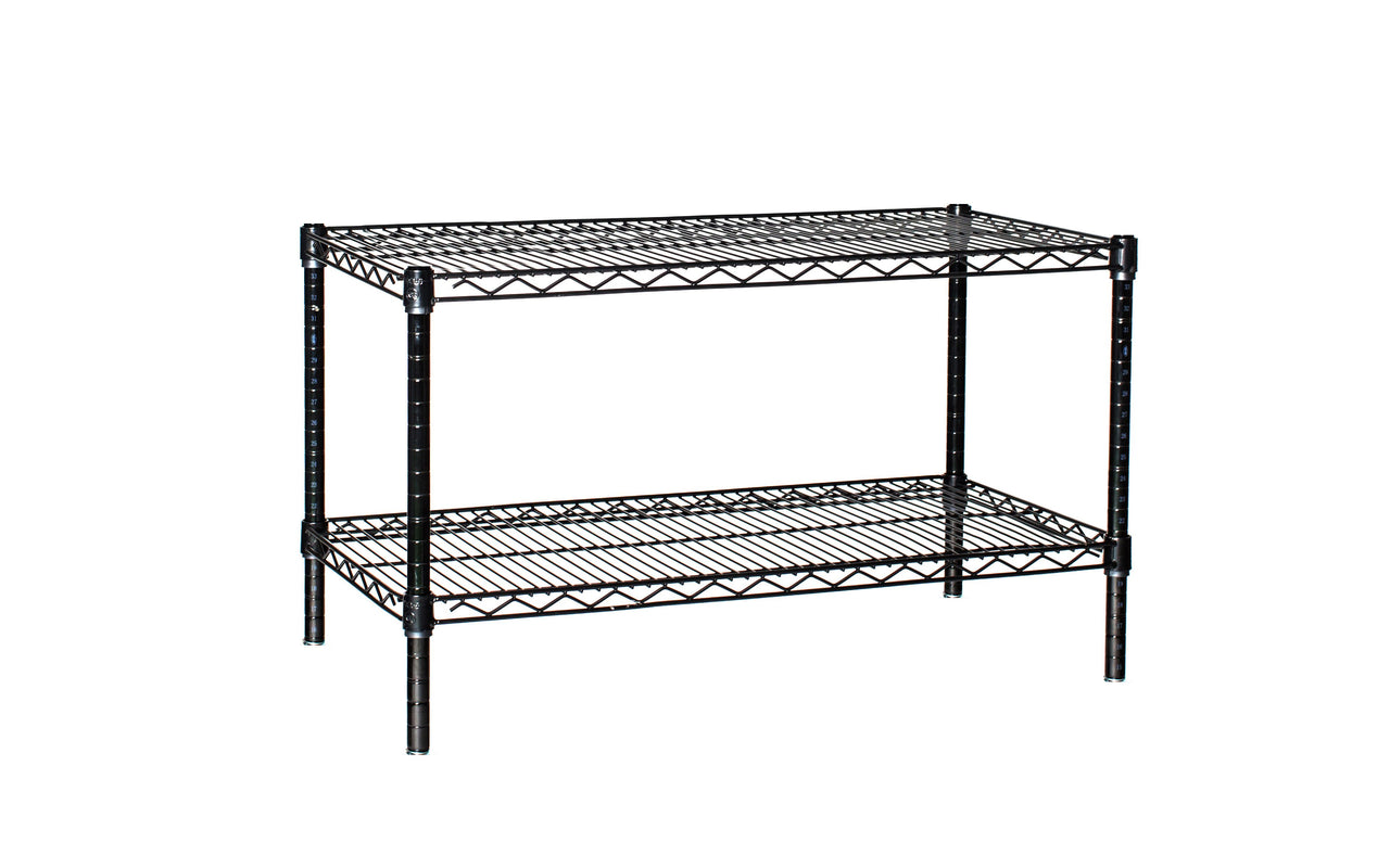 2-tier black wire shelving unit 30W x 14D inches