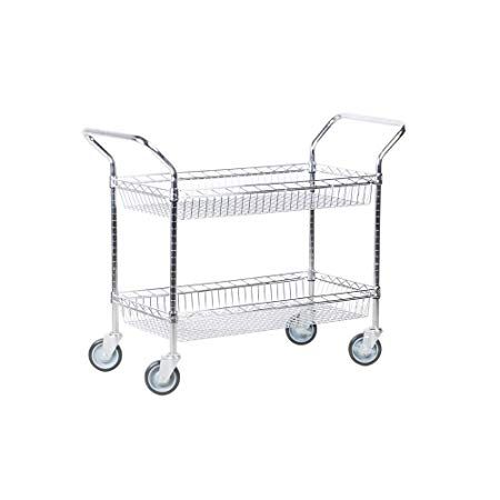 18" Deep x 24" Wide x 39" High Chrome 2 Basket Shelf Cart