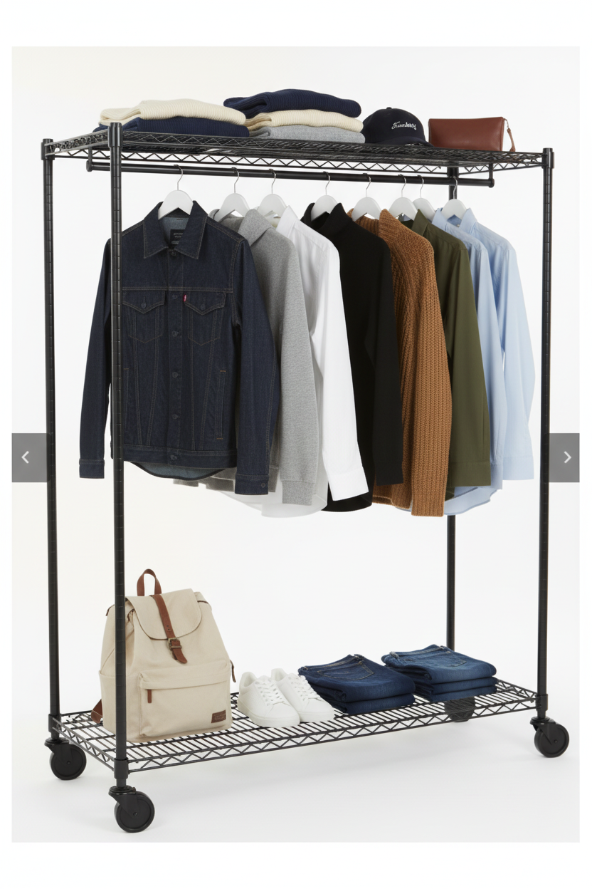 2-tier dark charcoal gray garment rack - new clothing