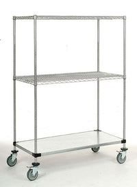 3-tier chrome mobile wire shelf truck 30W x 24D inches