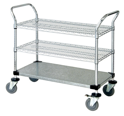 3-tier galvanized utility cart 48W x 24D inches