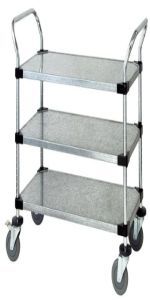 18" Deep x 60" Wide x 39" High Solid Galvanized 3 Solid Shelves Utility Cart