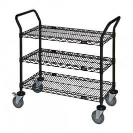 3-tier black wire utility cart