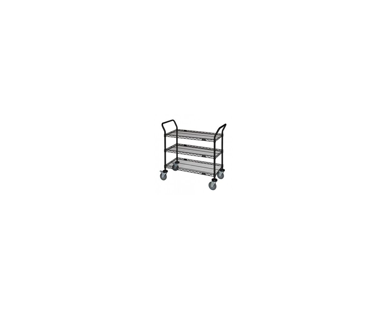 18" Deep x 72" Wide x 39" High Black 3 Wire Shelves Utility Cart