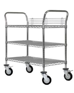 24" Deep x 72" Wide x 39" High 3 Tier Chrome Wire Utility Cart