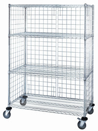 4-tier chrome mobile wire shelf truck 48W x 24D inches