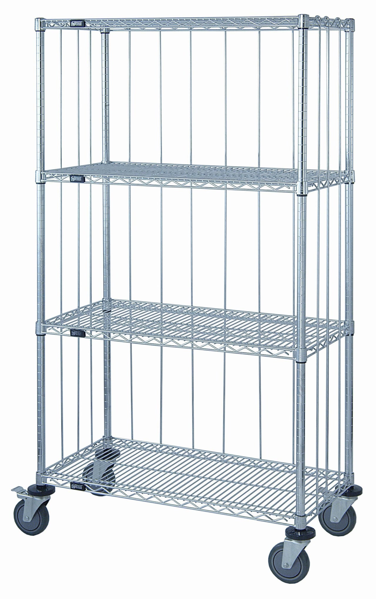 4-tier chrome mobile wire shelf truck 72W x 21D inches