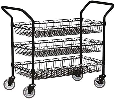 24" Deep x 36" Wide x 39" High Black 3 Basket Shelf Cart