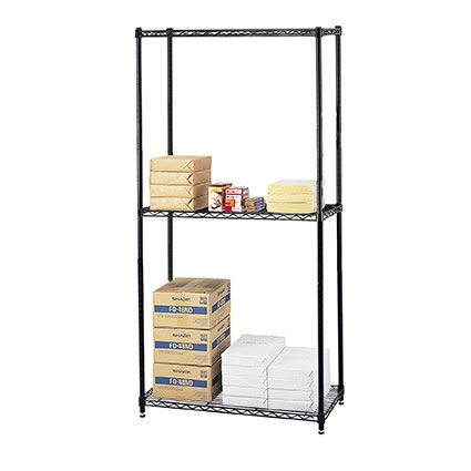 3-tier black wire shelving unit 36W x 12D inches - view 2