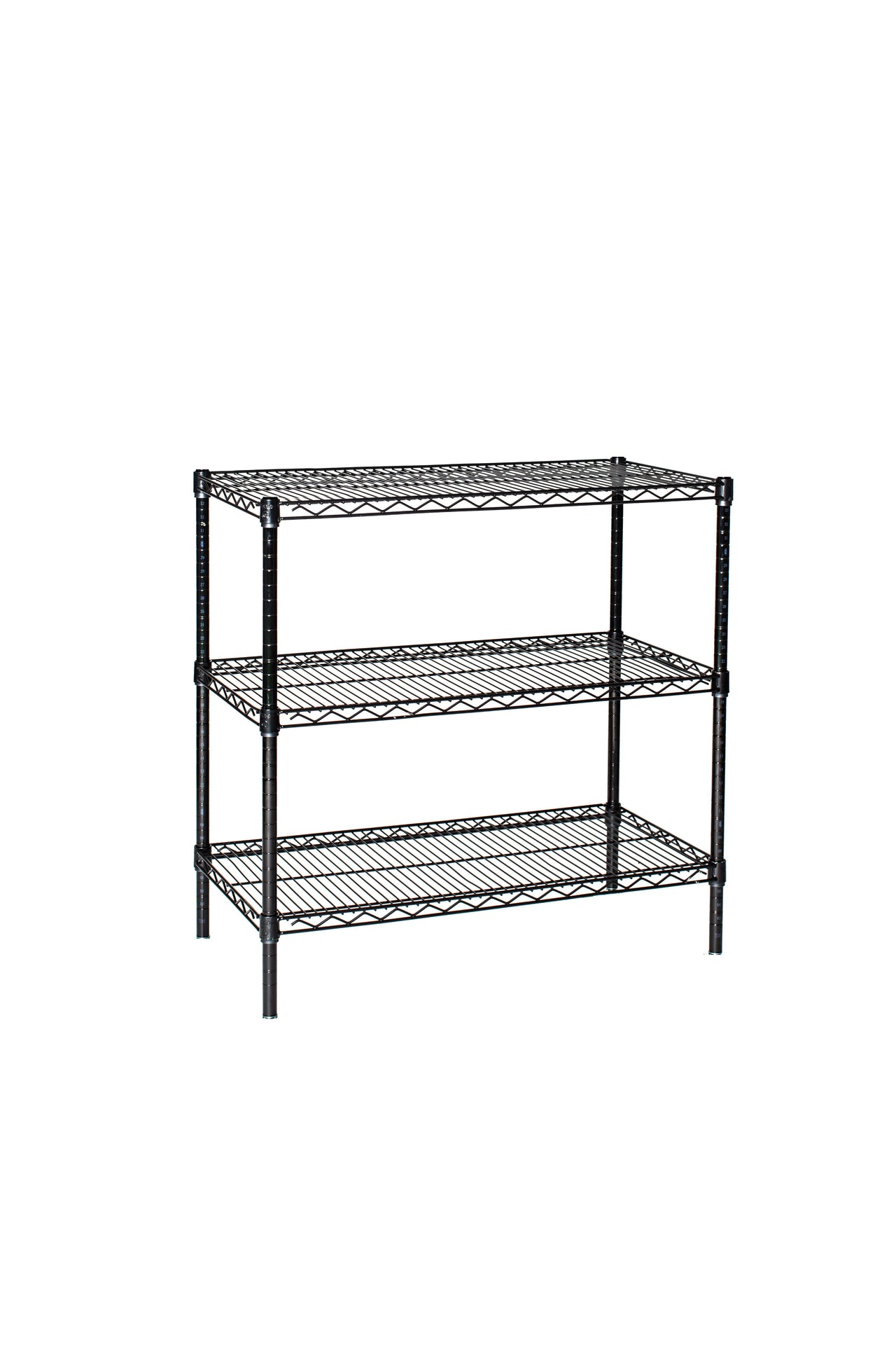3-tier black wire shelving unit 30W x 18D inches