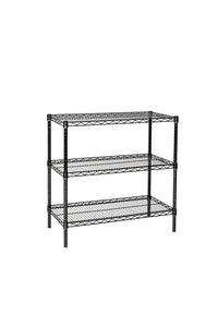 3-tier black wire shelving unit 72W x 14D inches