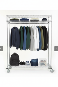 Chrome garment rack - styled lifestyle shot