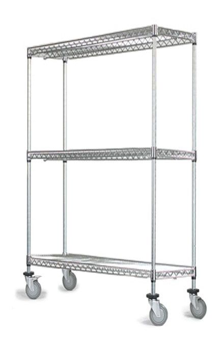 3-tier chrome mobile wire shelf truck 36W x 12D inches