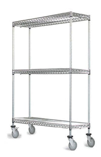 3-tier chrome mobile wire shelf truck 24W x 21D inches