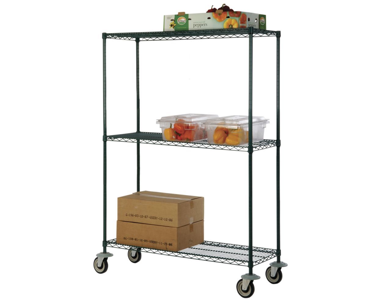3-tier freezer mobile wire shelf truck 30W x 18D inches