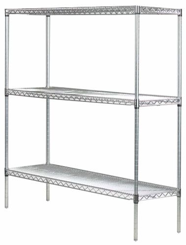 3-tier stainless steel wire shelving unit 72W x 24D inches