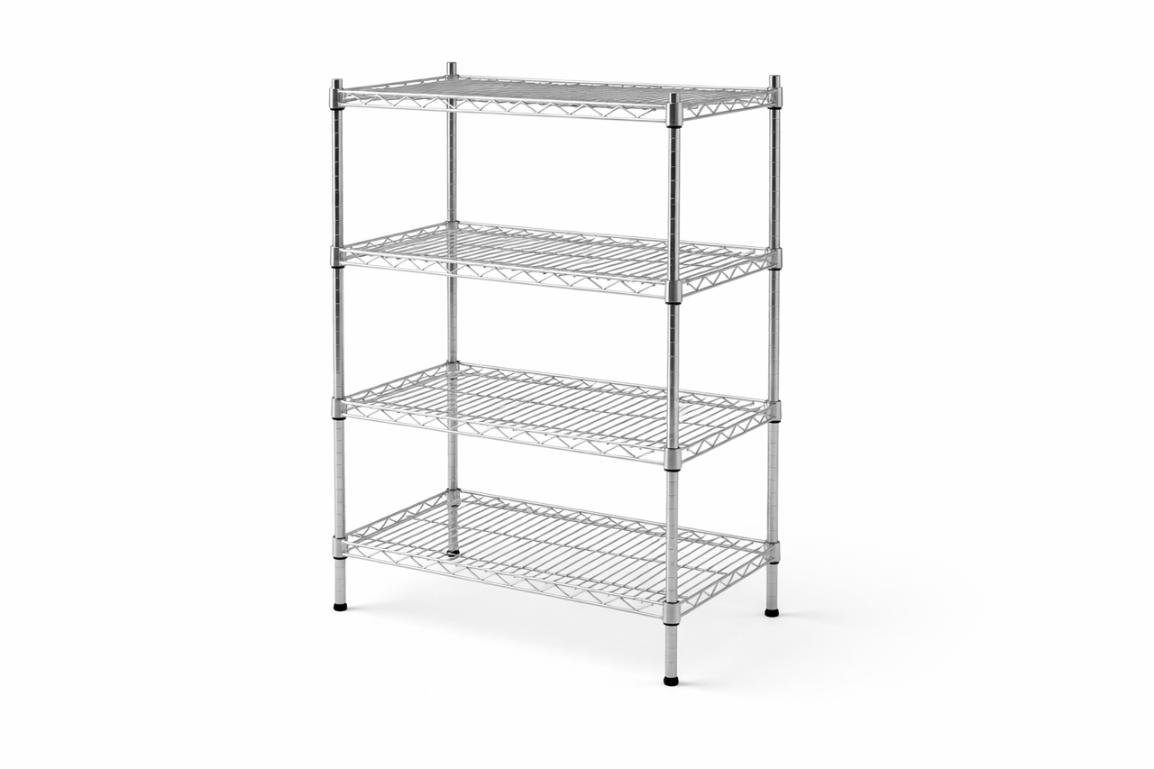 14" Deep x 72" Wide 4 Tier Chrome Wire Starter Unit