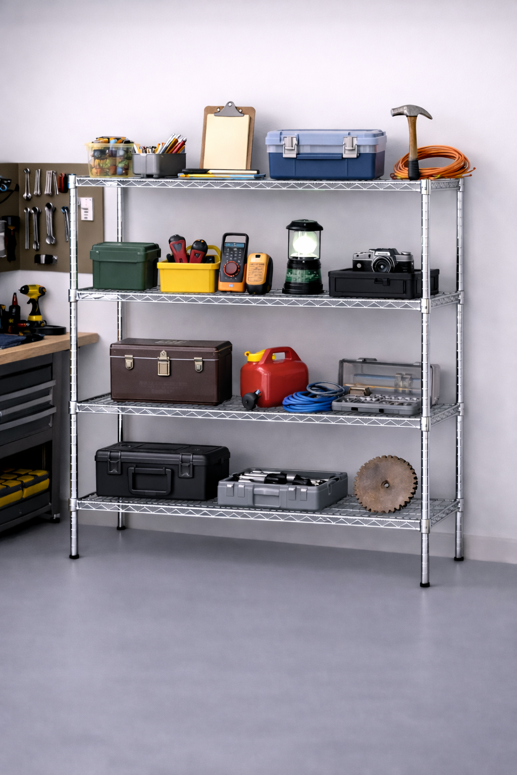 14" Deep x 72" Wide 4 Tier Chrome Wire Starter Unit