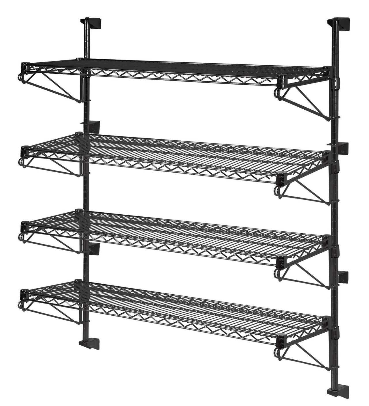 black wall mount wire shelving kit