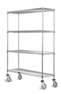 4-tier stainless steel mobile wire shelf truck 48W x 12D inches