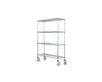 4-tier chrome mobile wire shelf truck 54W x 14D inches