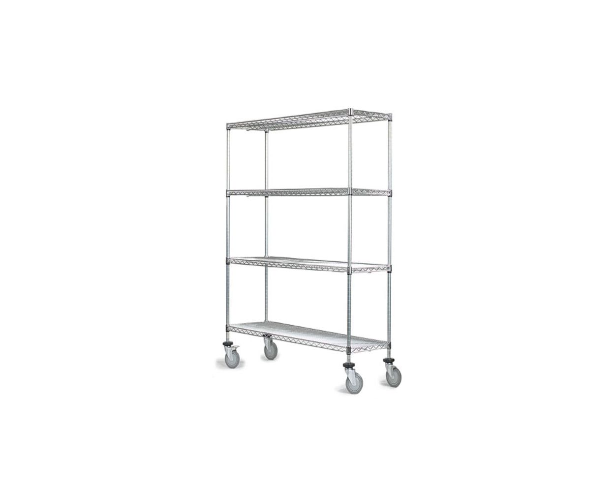4-tier chrome mobile wire shelf truck 42W x 12D inches