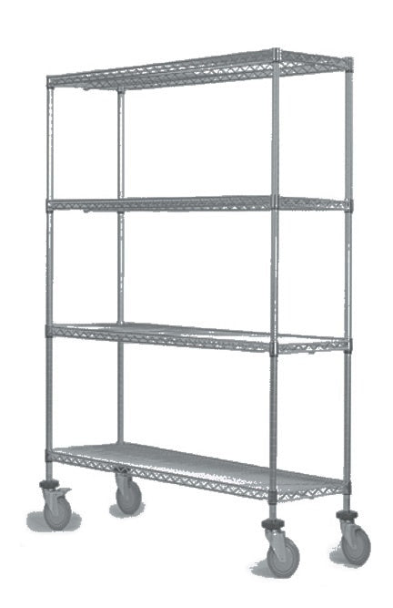 4-tier gray mobile wire shelf truck 30W x 12D inches