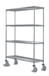 4-tier gray mobile wire shelf truck 42W x 18D inches