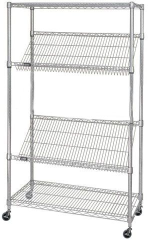 4-tier black mobile wire shelf truck 48W x 18D inches