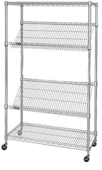 4-tier black mobile wire shelf truck 24W x 24D inches