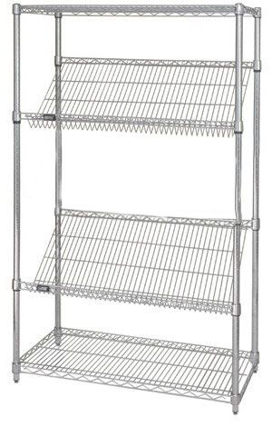 4-tier chrome slanted wire shelving for display