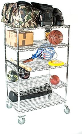 5-tier chrome mobile wire shelf truck 72W x 36D inches - view 6