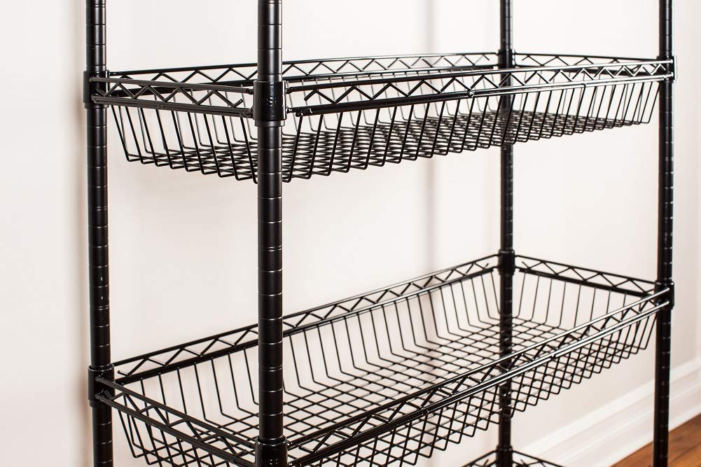 5-tier black mobile wire shelf truck 24W x 24D inches - view 2