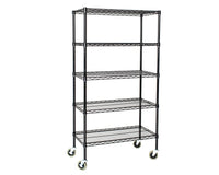 5-tier black mobile wire shelf truck 36W x 14D inches