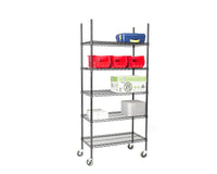5-tier black mobile wire shelf truck 24W x 12D inches - view 2