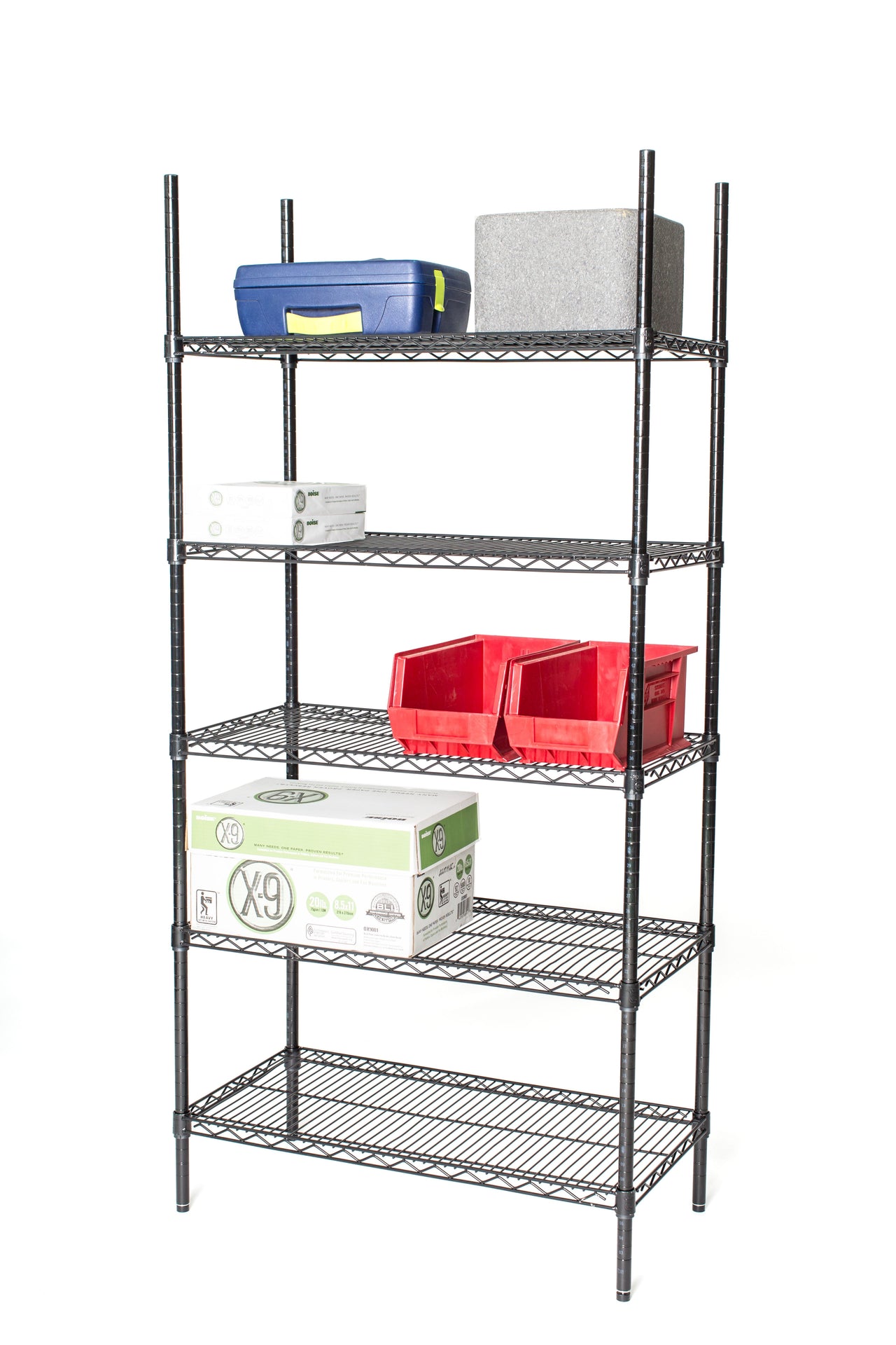 5-tier black wire shelving unit 48W x 30D inches - view 2