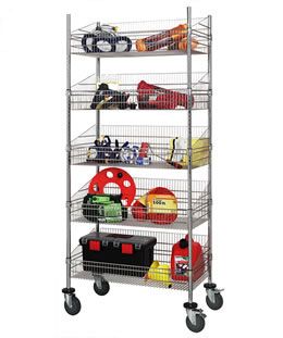 5-tier chrome mobile wire shelf truck 60W x 18D inches - view 4
