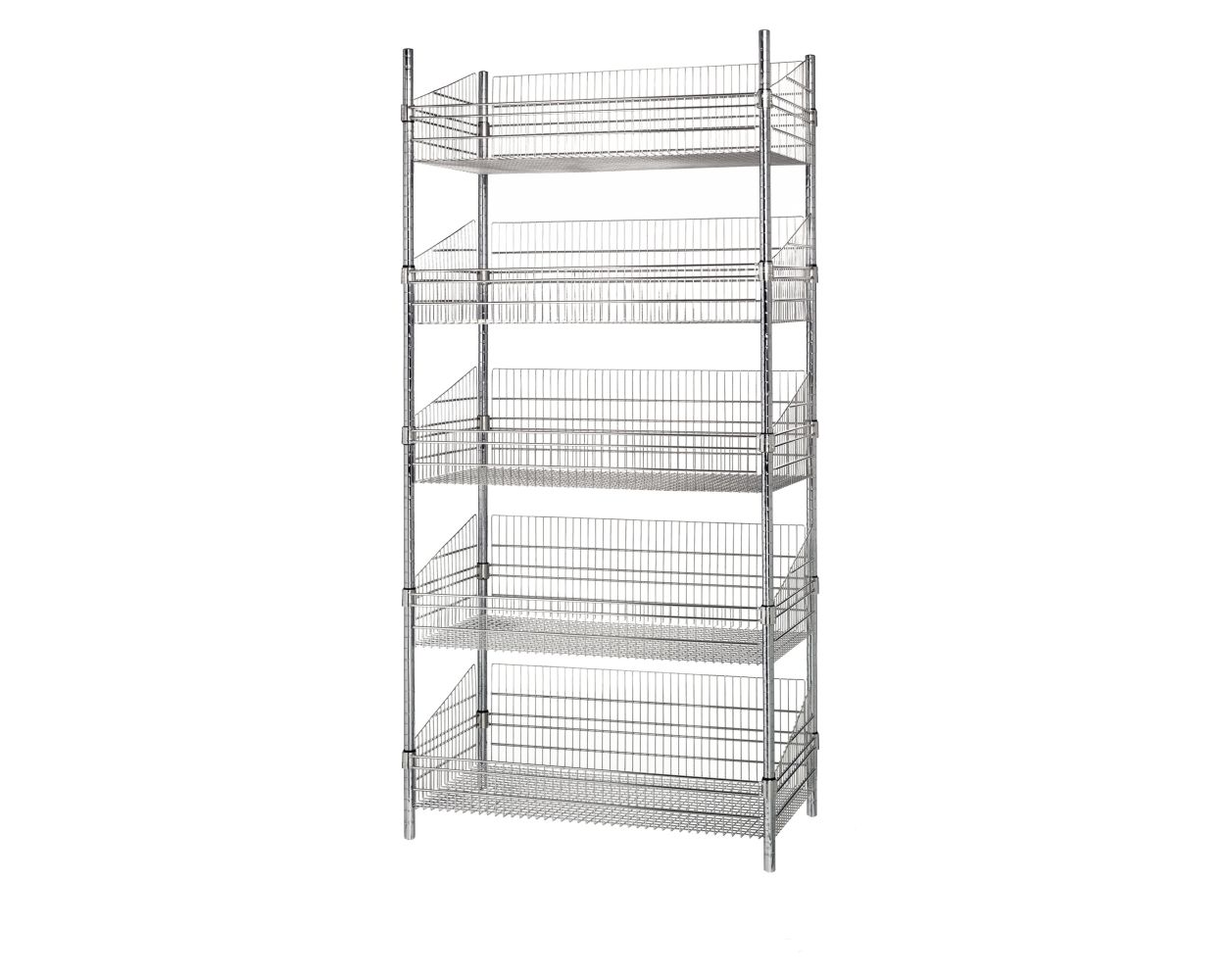 5-tier deep basket wire shelving 36W x 24D inches