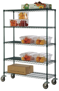 5-tier freezer mobile wire shelf truck 72W x 12D inches