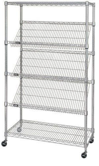 5-tier chrome mobile wire shelf truck 36W x 24D inches