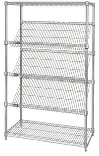 5-tier chrome slanted wire shelving for display
