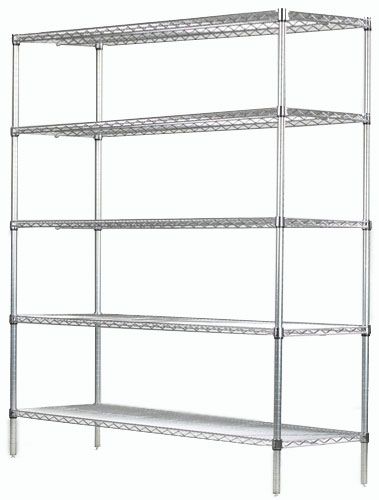 5-tier stainless steel wire shelving unit 24W x 12D inches