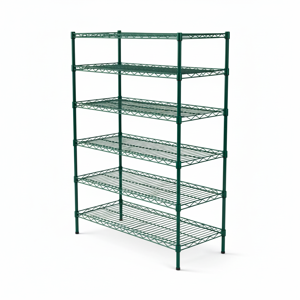Darker freezer green 6-tier wire shelving unit