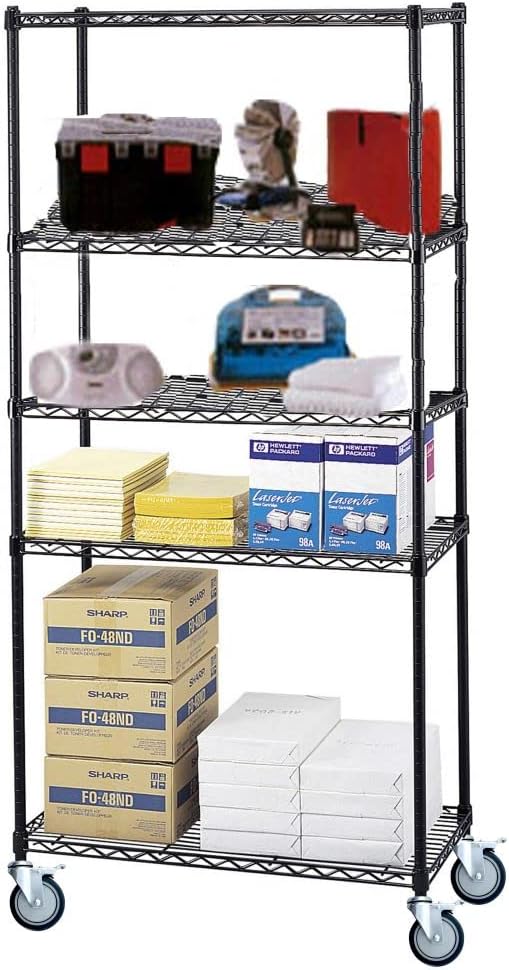 3-tier black mobile wire shelf truck 24W x 14D inches - view 6